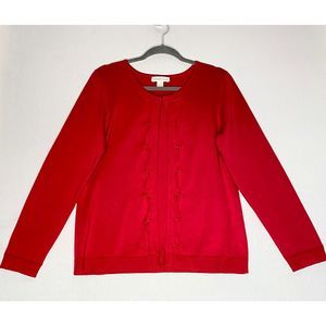 Coldwater Creek Cardigan Sweater Womens Medium Cherry Red Silk Blend